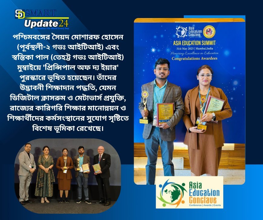 Two Bengal ITI Principals Honored with "Principal of the Year" Award for Outstanding Contributions to Education,