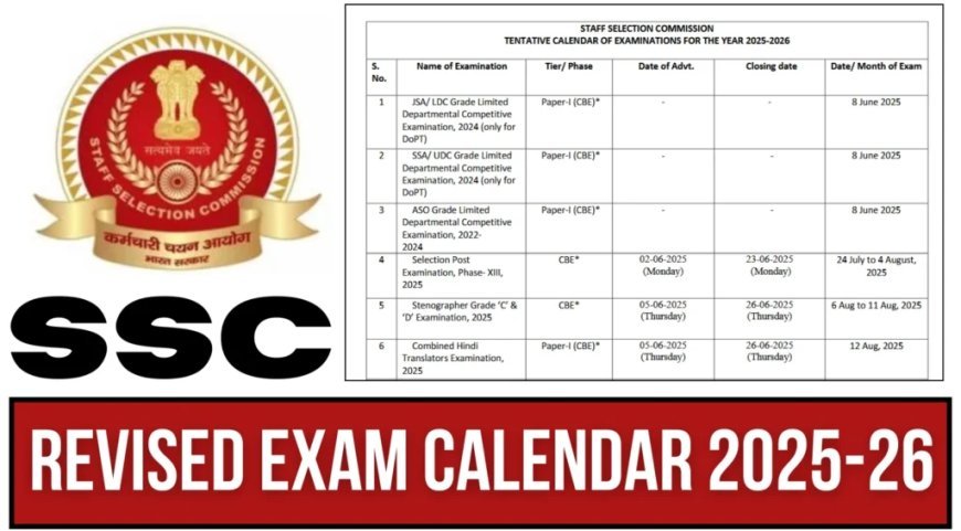 SSC New Exam Calendar 2025-26 | Key Dates and Details -PDF Download