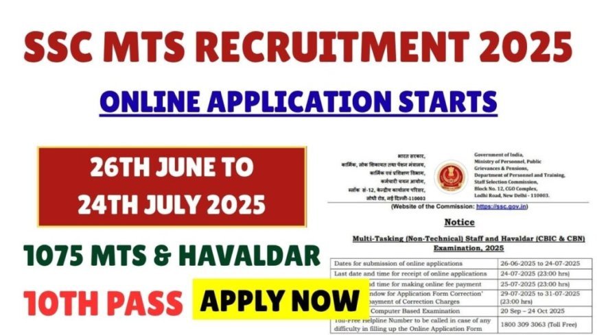 SSC Recruitment 2025 (Multi-Tasking Staff and Havaldar) | Apply Online -1075 + Vacancy, Last Date