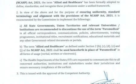Paramedical Term Cancel – Why? | Use 'Allied and Healthcare' Professionally  | NCAHP Issues New Guidelines for 2025 | Official Notification PDF