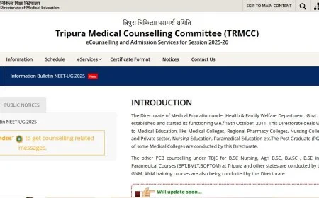 Tripura MBBS Admission 2025: 1st Round Counselling Schedule Announced – Detailed Information Inside