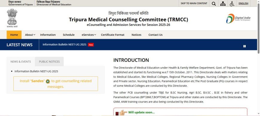 Tripura MBBS Admission 2025: 1st Round Counselling Schedule Announced – Detailed Information Inside