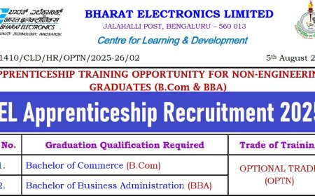Bharat Electronics Limited Apprenticeship Training 2025 for Non-Engineering Graduates