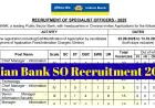Indian Bank Recruitment 2025 | Apply for Specialist Officer Posts
